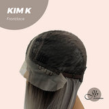 JBEXTENSION 30 Inches Grey With Highlight With Dark Root Straight Long Hair Side Part Frontlace Wig KIM K