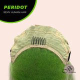 JBEXTENSION GEMSTONE COLLECTION 12 Inches Real Human Hair Light Green Bob Cut Free Parting Wig PERIDOT
