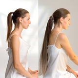27" Straight Ponytail Clip-in Blonde Balayage
