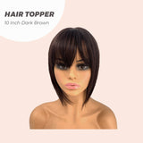 JBEXTENSION  DARK BROWN Clip in Topper Hair Piece Hair with Bangs for Women Clip in Toupee Hairpiece for Slight Hair Loss/Thinning Hair 10 Inch