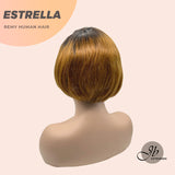JB EXTENSION 6 Inches Pixie Cut Front-lace Real Human Hair in Mustard Yellow Color with Dark Roots ESTRELLA