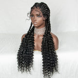 [Pre-order]JBEXTENSION 35" Hand-Braided Synthetic Lace Front Box Braided Wigs with Baby Hair for Women  Dutch Braids Black Lace Frontal Wigs for Women BAMBI