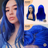 JBEXTENSION Real Human Hair 18 inches 13X5 Lakefront Free Parting 150 Density MARS ( Cobalt Blue )