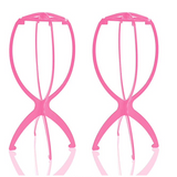 Wig Stand for Styling, 1 Pack Collapsible Wig Stands for Short Wigs Portable Travel Wig Holder Women Girls (14.2 Inch, Pink)