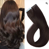Tape in Hair Extensions Human Hair, Remy Tape in Hair Extensions 20inch  Tape in Human Hair 50g 20pcs  #2 DARK BROWN