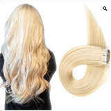 Tape in Hair Extensions Human Hair, Remy Tape in Hair Extensions 20inch  Tape in Human Hair 50g 20pcs  #60 L.BLONDE