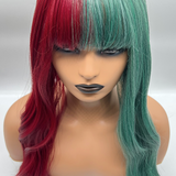 JBEXTENSION 18 Inches Curly Women Wiig Red And Green Fashion Wig HARLEY Q (Halloween)