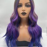 JBEXTENSION 22 Inches Ombre Purple Blue Wave Wig KRISTIN SPECIAL COLLECTION