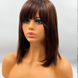JBEXTENSION 12 Inches Dark Brown Bob Cut Real Human Hair Wig BEA