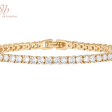 JBSELECTION stainless steel 14K Gold Plated 3mm Cubic Zirconia Classic Tennis Bracelet | Gold Bracelets for Women