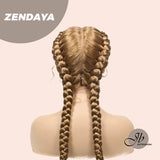 JBEXTENSION 40" Lace Front Box Braided Wigs for Women with Baby Hair Premium Synthetic Lace Frontal Large Dutch Box Braid Wigs for Women （Zendaya）