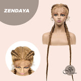 JBEXTENSION 40" Lace Front Box Braided Wigs for Women with Baby Hair Premium Synthetic Lace Frontal Large Dutch Box Braid Wigs for Women （Zendaya）