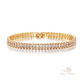 JBSELECTION stainless steel 14K Gold Plated 5mm Cubic Zirconia Classic Tennis Bracelet | Gold Bracelets for Women